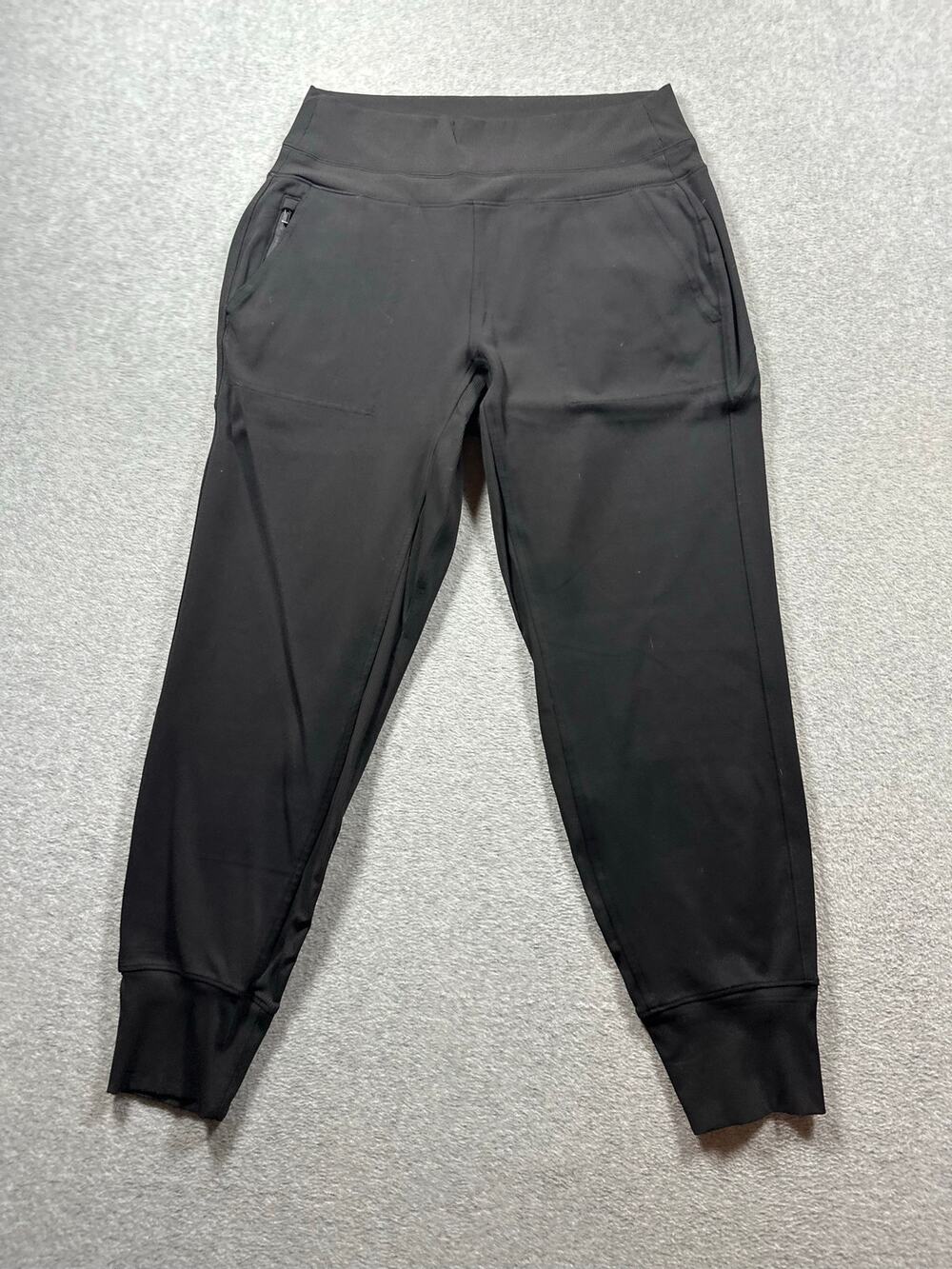 Athleta Jogger Pants Women's Medium Black Athletic Elastic Waist Zipper Pocket